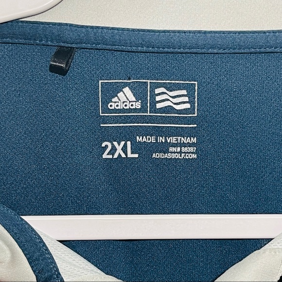 Adidas Men's Gray and Blue Polo Shirt, Size 2XL - Excellent Condition - Picture 4 of 6